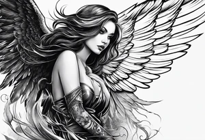Female dark angel tattoo idea