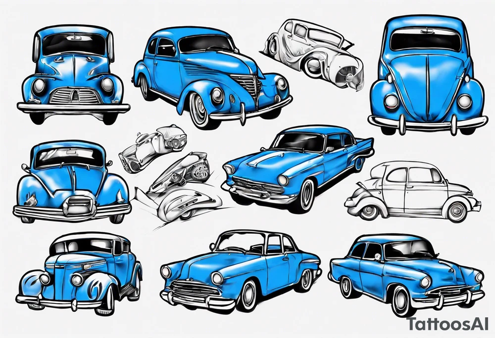 get into a blue car tattoo idea