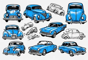 get into a blue car tattoo idea