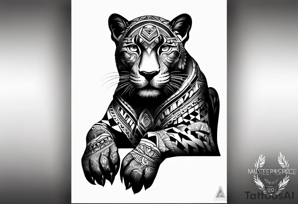 aztec black jaguar sitting tattoo idea