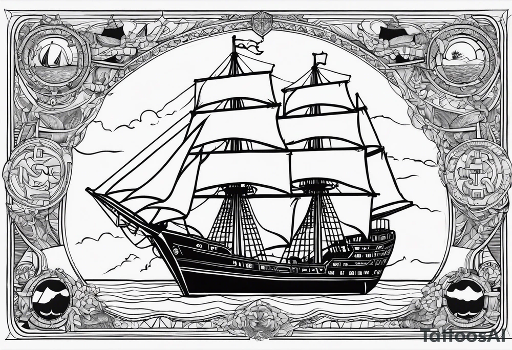 Ship with the names Albie and Crew tattoo idea