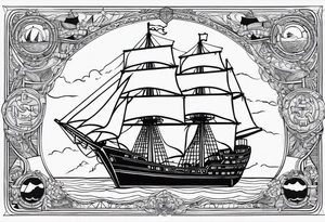 Ship with the names Albie and Crew tattoo idea