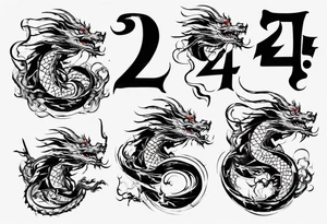 Number 24 with a Chinese dragon around it tattoo idea