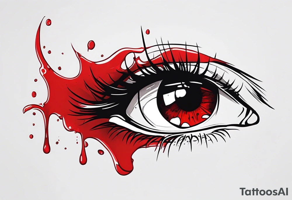 Bloody tear flow from eye sleeve tattoo tattoo idea