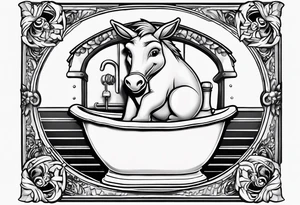 Very epic toilet with donkey from shrek sitting on it tattoo idea