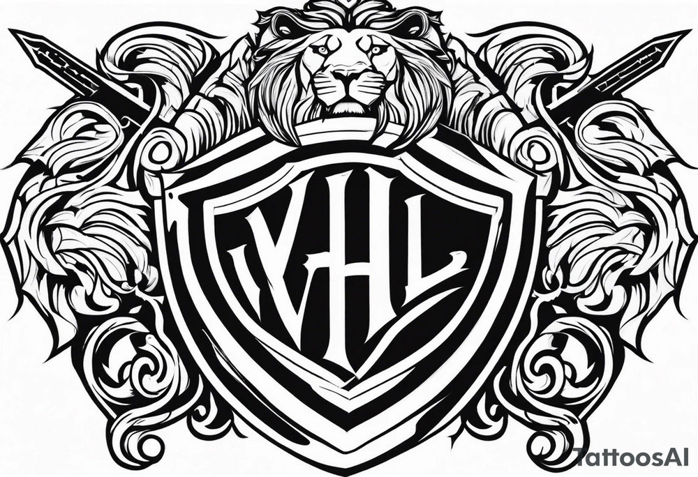 Valhalla shield sword lion tattoo idea