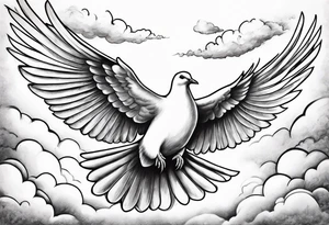 dove flying in clouds tattoo idea