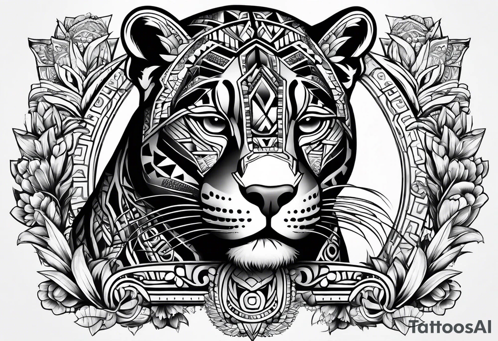 aztec black jaguar sitting tattoo idea