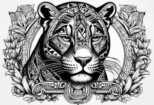 aztec black jaguar sitting tattoo idea
