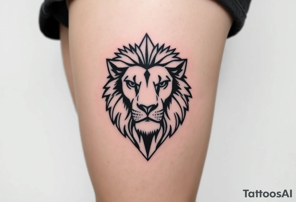 Lion with diamond geometric shapes and tattoo idea