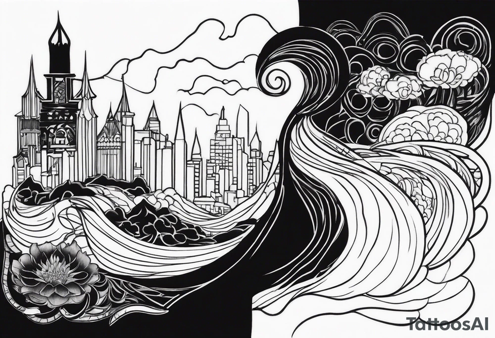 a big dark shadow rising up from the dead tattoo idea