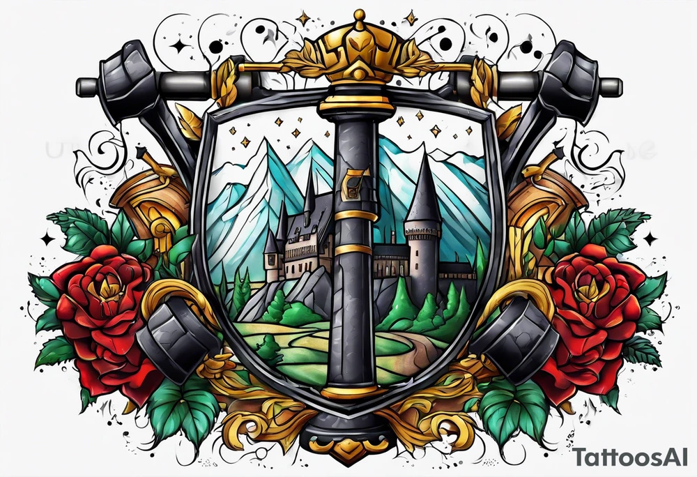 Harry Potter lifting weights tattoo idea
