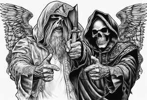 death pointing out tattoo idea