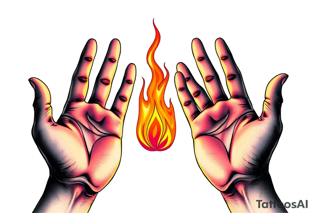 Fire between palms tattoo idea