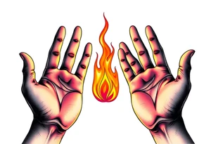 Fire between palms tattoo idea