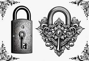 a small, stylized lock and key. tattoo idea