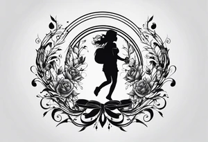 Music intertwined with baby footprints tattoo idea
