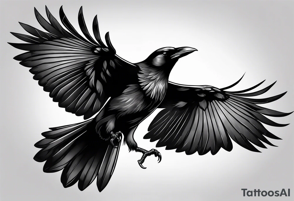 Crow in flight tattoo idea