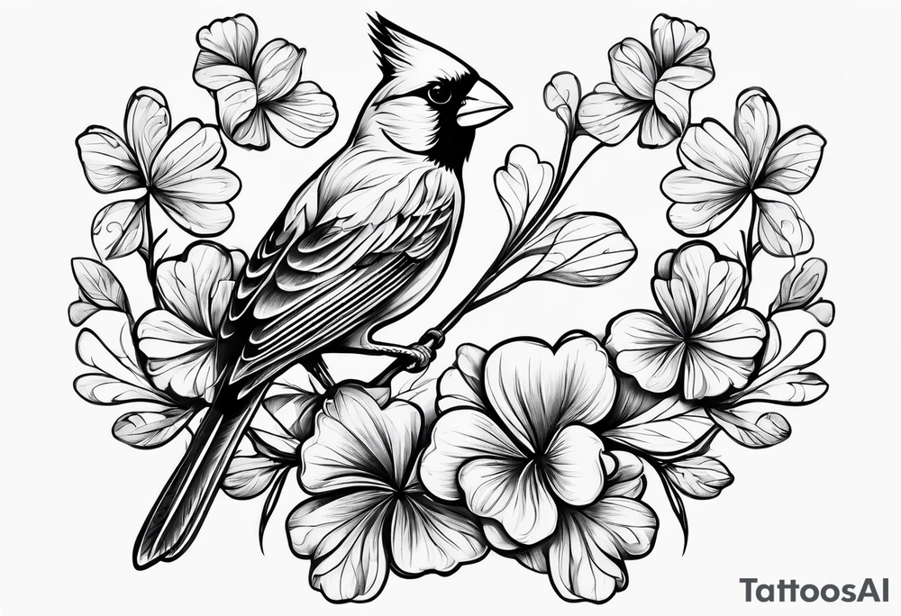 Cardinal and four leaf clover tattoo idea