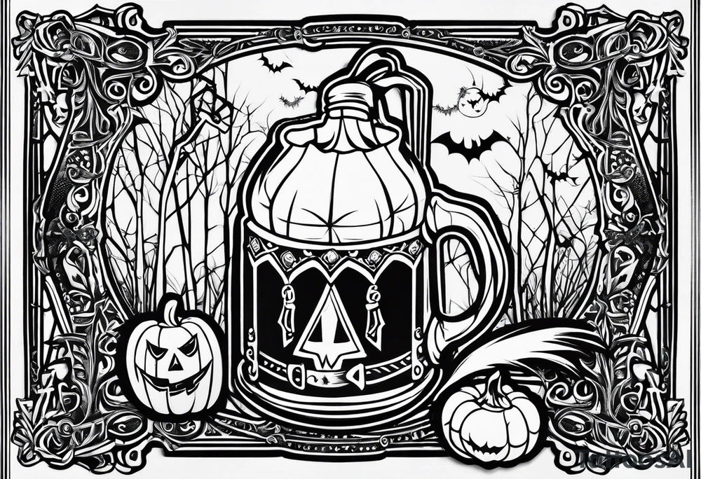 Trick or treat, 20 oz tumbler banner design, candy, minimalist, potions, brew, broom tattoo idea