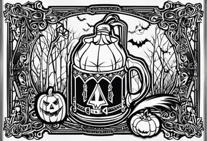 Trick or treat, 20 oz tumbler banner design, candy, minimalist, potions, brew, broom tattoo idea