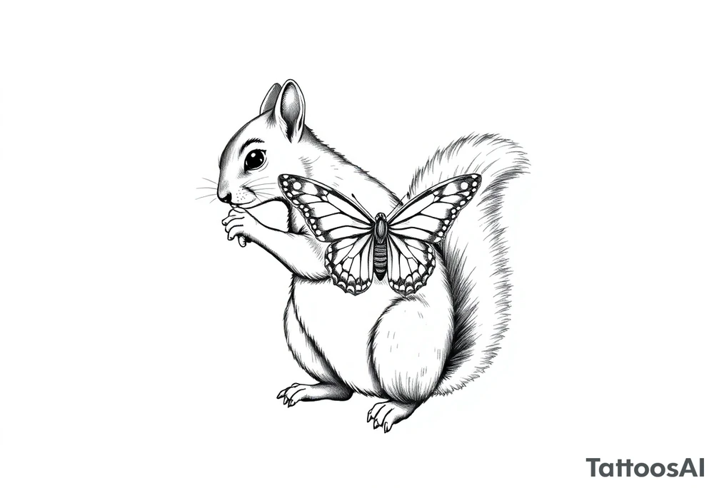 A Squirrel holding butterfly tattoo idea