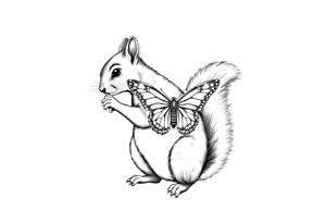 A Squirrel holding butterfly tattoo idea