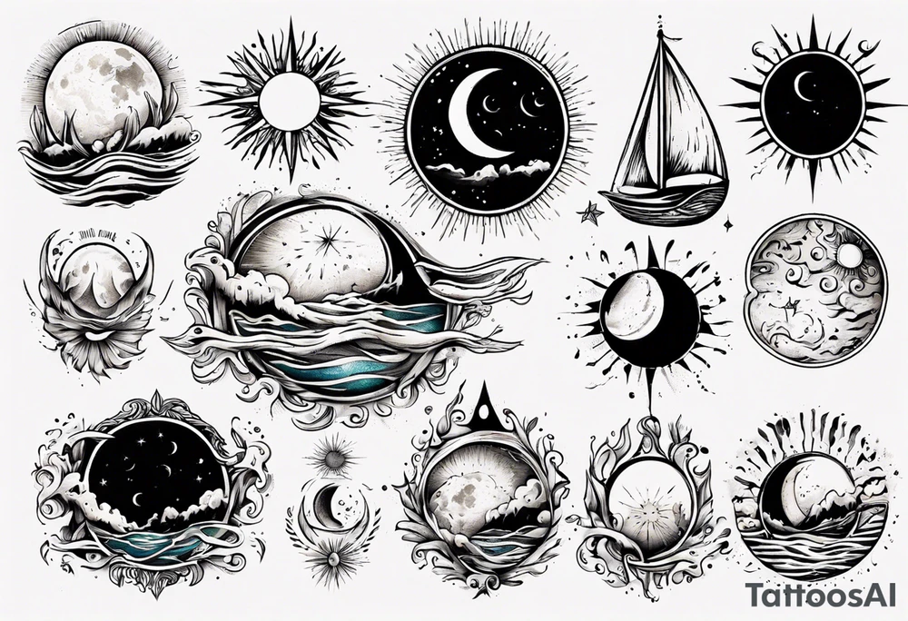 wasser sonne und mond tattoo idea
