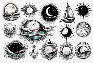 wasser sonne und mond tattoo idea