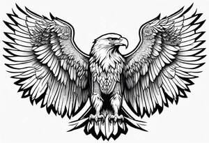 realistic eagle full body  sit face front closed wings tattoo idea