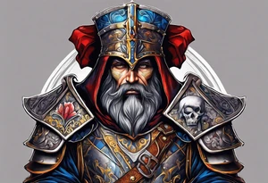 a beggar half suited in knights armor tattoo idea