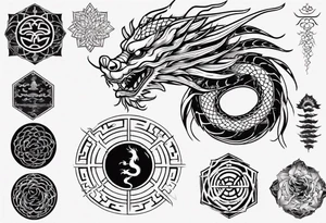 Chinese dragon with scales and mane tattoo idea