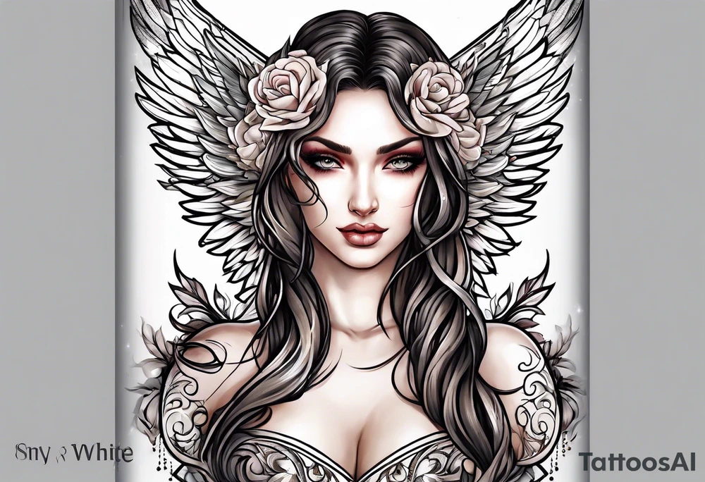 Extremely rare mythical angel tattoo idea