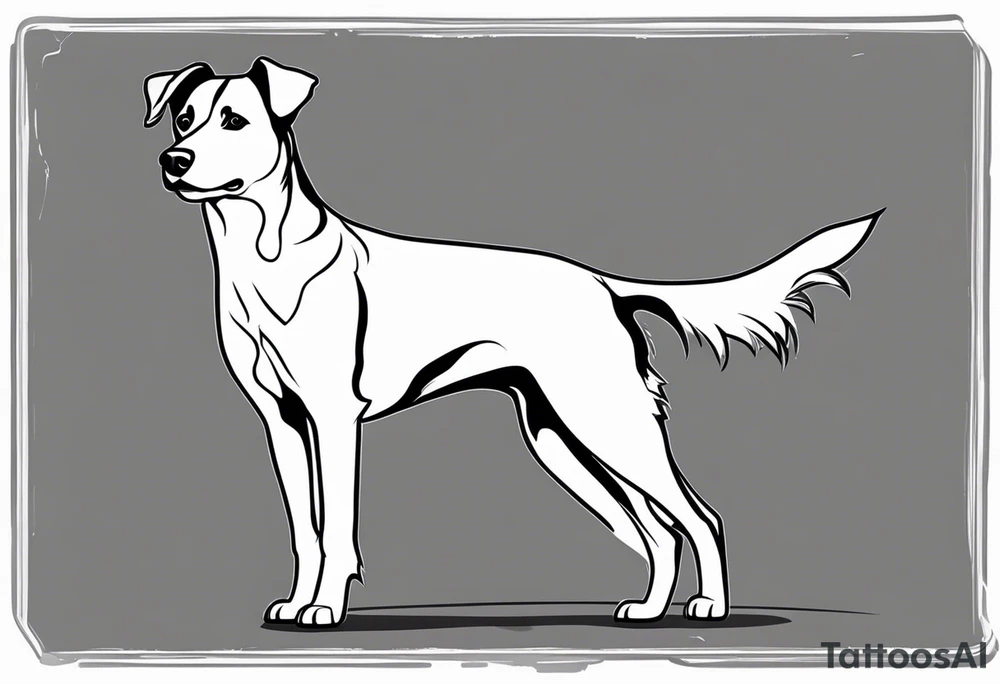 Black and white Dog of breed mountain feist named buddy tattoo idea