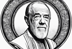 george carlin in religious clothing, full body tattoo idea