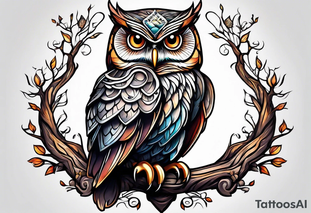 owl tree tattoo idea