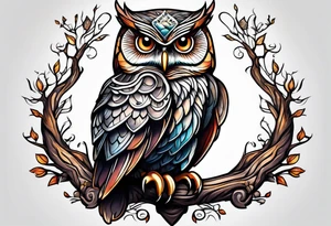 owl tree tattoo idea