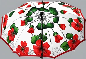 Upside down Umbrella with red geraniums with rain tattoo idea
