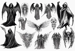 grim reaper cloak with wings tattoo idea