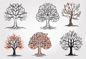 small minimalistic soft tree motif no border tattoo idea
