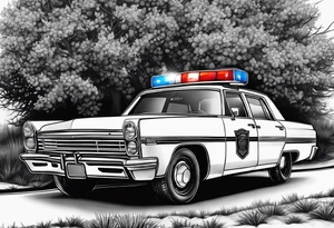 tree growing through police car tattoo idea