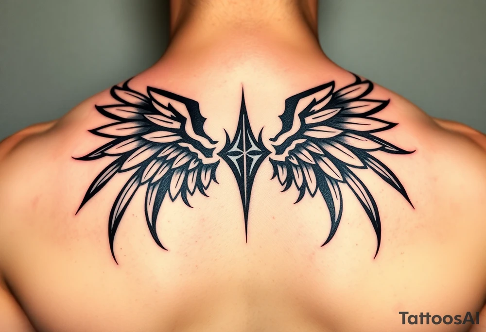 Angel wings in blood tattoo idea