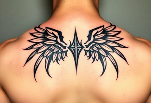 Angel wings in blood tattoo idea
