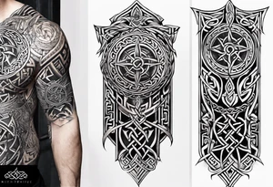 Celtic Viking sleeve tattoo with Viking compass tattoo idea