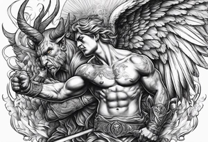 Angel fighting a demon tattoo idea