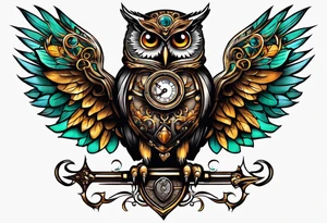 Steampunk owl tattoo idea