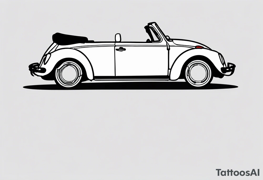 VW beetle convertible, side profile, top-down, modern, linework, minimal tattoo idea VW beetle convertible, side profile, top-down, modern, linework, minimal tattoo idea