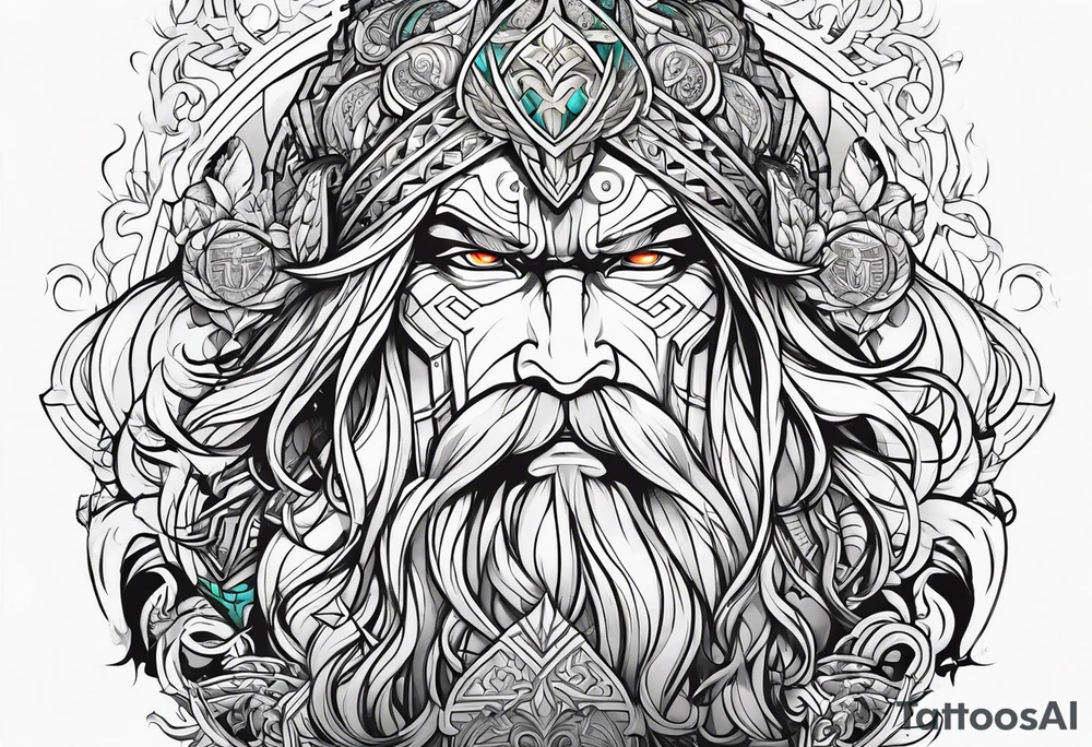 Fatherhood strong willed anime style norse mythology tattoo idea