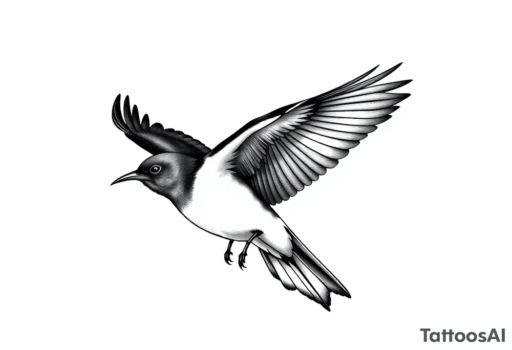 Male European Blackbird flying tattoo idea tattoo idea