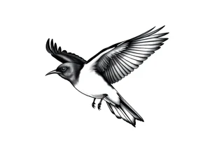 Male European Blackbird flying tattoo idea tattoo idea